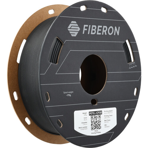 Polymaker Fiberon PETG-rCF08 Recycled Carbon Fiber Reinforced PETG Filament (Black, 0.5kg)