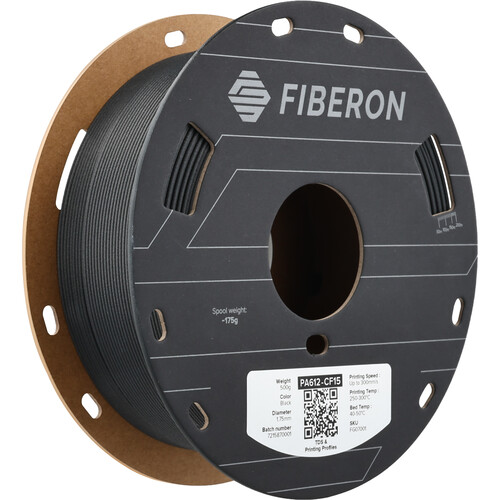 Polymaker Fiberon PA612-CF15 Carbon Fiber Reinforced Nylon 6 Filament (Black, 0.5kg)