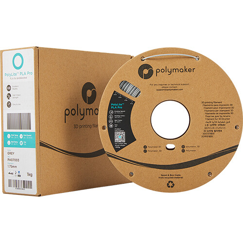 Polymaker 1.75mm PolyLite PLA Pro Filament (1kg, Gray)