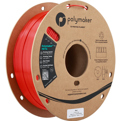 Polymaker 1.75mm PolyLite PETG Filament(1kg, Red)
