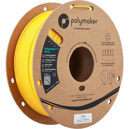 Polymaker 1.75mm PolyLite PETG Filament(1kg, Yellow)