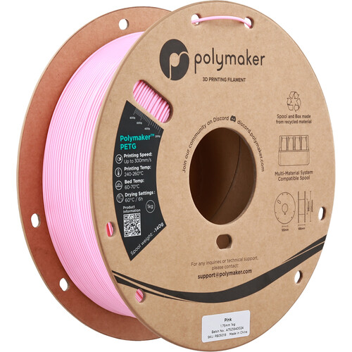 Polymaker 1.75mm PolyLite PETG Filament(1kg, Pink)