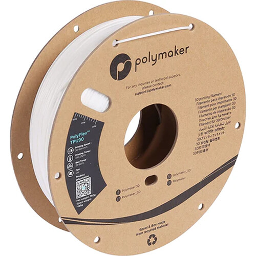 Polymaker 1.75mm PolyFlex TPU90 Filament (750g, White)