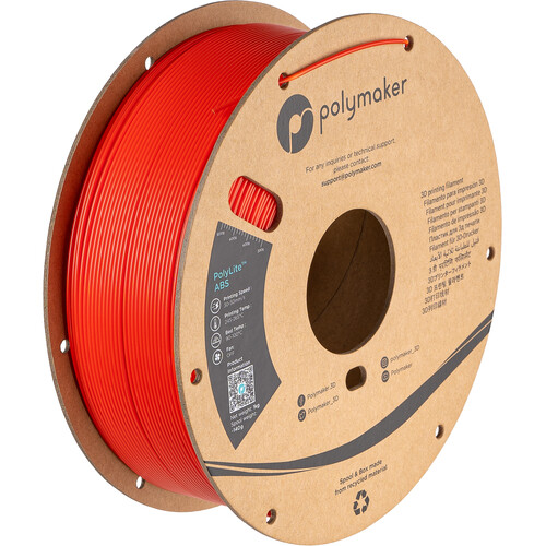 Polymaker 1.75mm PolyLite ABS Filament (1kg, Red)