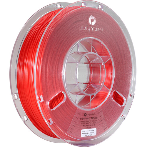 Polymaker PolyFlex TPU95 3D Printing Filament 1.65 lb (1.75mm Diameter, Red)