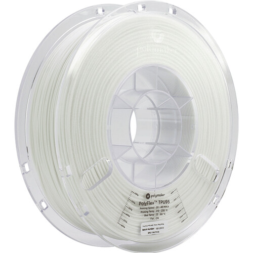 Polymaker PolyFlex TPU95-HF 3D Printing Filament 2.2 lb (1.75mm Diameter, White)