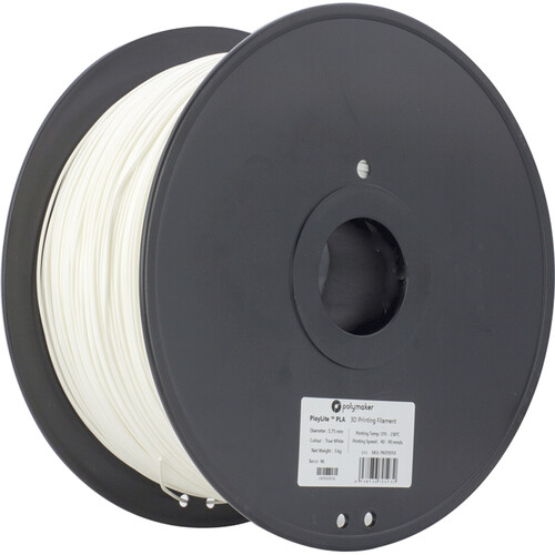 Polymaker PolyLite PLA 3D Printing Filament 6.6 lb (1.75mm Diameter, White)