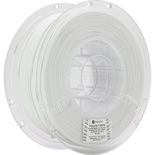 Polymaker PolyLite PETG 3D Printing Filament 2.2 lb (1.75mm Diameter, White)