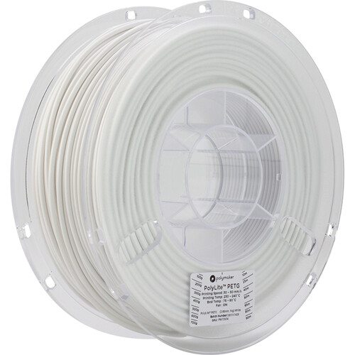 Polymaker PolyLite PETG 3D Printing Filament 2.2 lb (2.85mm Diameter, White)