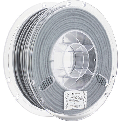 Polymaker PolyLite PETG 3D Printing Filament 2.2 lb (2.85mm Diameter, Gray)
