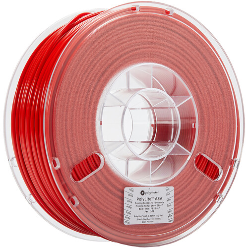 Polymaker PolyLite 2.85mm ASA 3D Printing Filament (2.2 lb, Red)