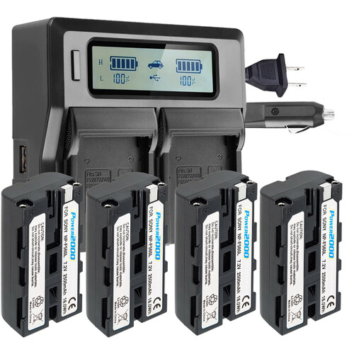 Power2000 4 x Sony NP-F570BC-Type Batteries & Dual-Bay