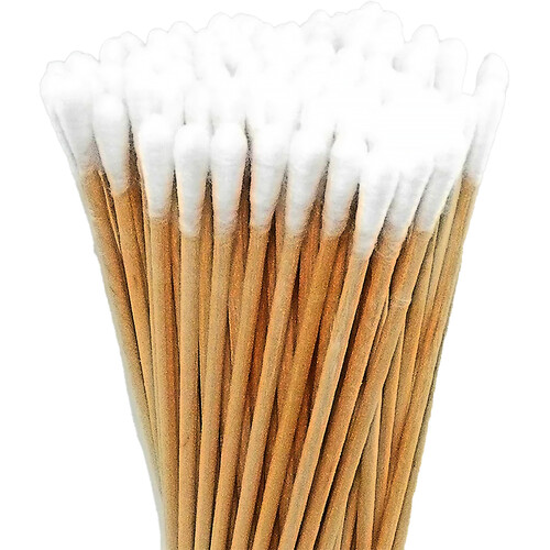 PowerClean Round Tip Cotton Swab on 6" Wooden Stick (100-Pack)