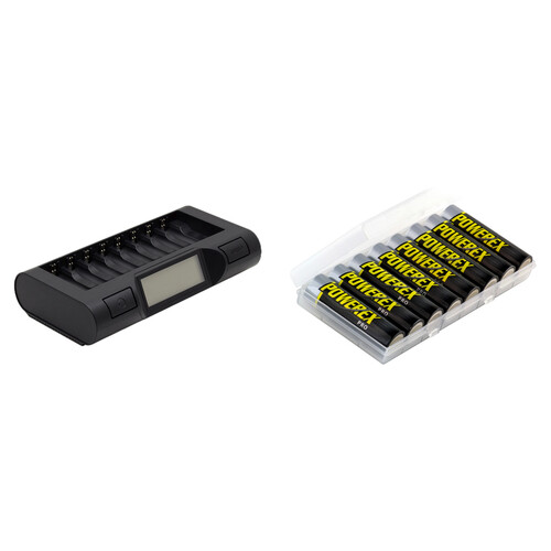 Powerex MH-C980 Turbo Charger-Analyzer and Pro Rechargeable AA NiMH Batteries Kit