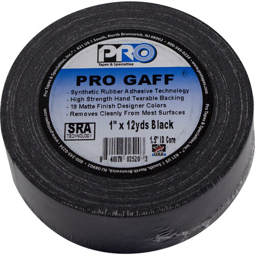 ProTapes Pro Gaff Matte Cloth Tape (1" x 12 yd, Black)