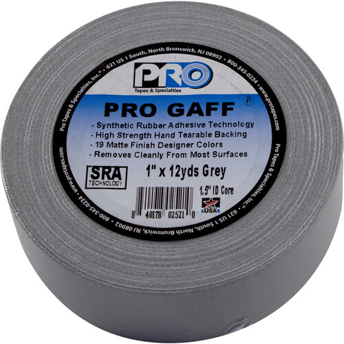 ProTapes Pro Gaff Matte Cloth Tape (1" x 12 yd, Gray)