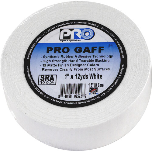ProTapes Pro Gaff Matte Cloth Tape (1" x 12 yd, White)