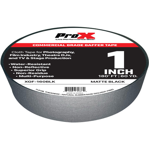 ProX Commercial-Grade Gaffer Tape (1" x 60 yd, Black, 24-Pack)