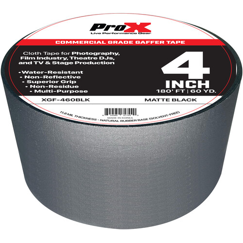 ProX Commercial-Grade Gaffer Tape (4" x 60 yd, Black, 12-Pack)