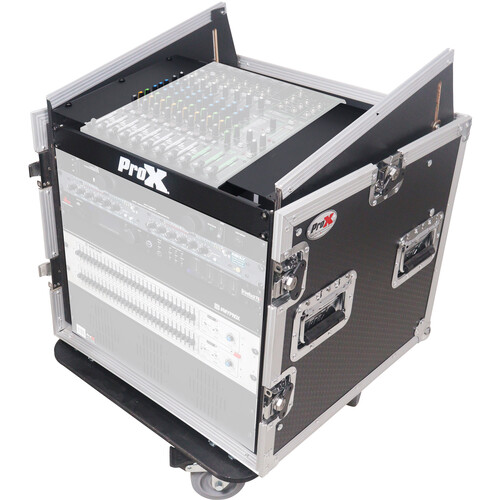 ProX Vertical Rack Mixer with Casters DJ Combo Flight Case (12 RU Vertical, 10 RU Slant Top)
