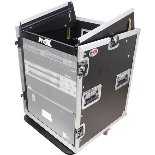 ProX 14 RU Vertical Amp Rack with 10 RU Top Mixer DJ Combo Flight Case
