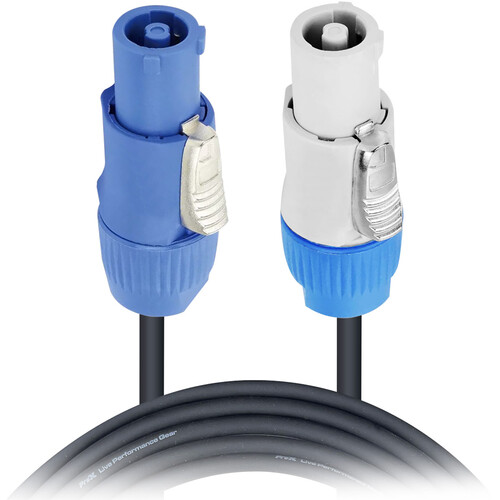 ProX 14 AWG High-Performance powerCON-Type Grey Male to Blue Male Cable (3')