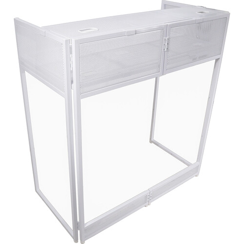 ProX Vista DJ Booth Facade Table Station with Scrim (White)