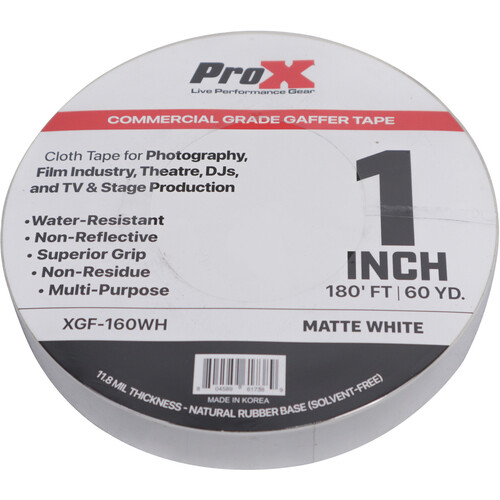 ProX Commercial-Grade Gaffer Tape (1" x 60 yd, White)