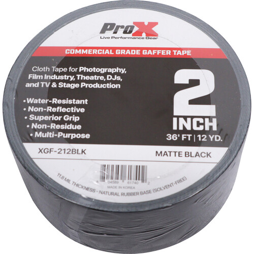 ProX Commercial-Grade Gaffer Tape (2" x 12 yd, Black)