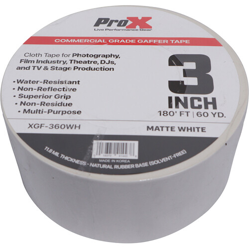 ProX Commercial-Grade Gaffer Tape (3" x 60 yd, White)