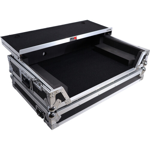 ProX Flight Case for Pioneer DDJ-REV7 Controller with Laptop Shelf and Wheels (Silver and Black)