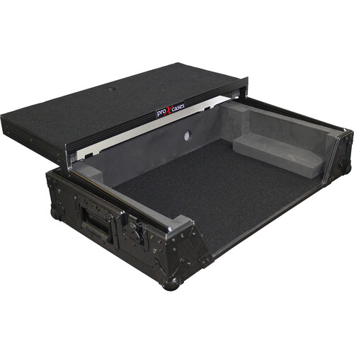 ProX Denon DN-MC3000 /2000 Case with /Sliding Laptop Shelf (Black on Black)