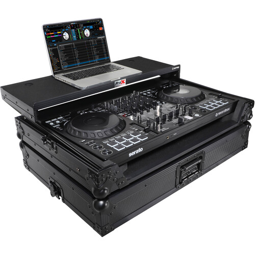 ProX ATA Flight-Style Slim Road Case with Laptop Shelf for DDJ-FLX10 and DDJ-GRV6 Controllers (All Black)