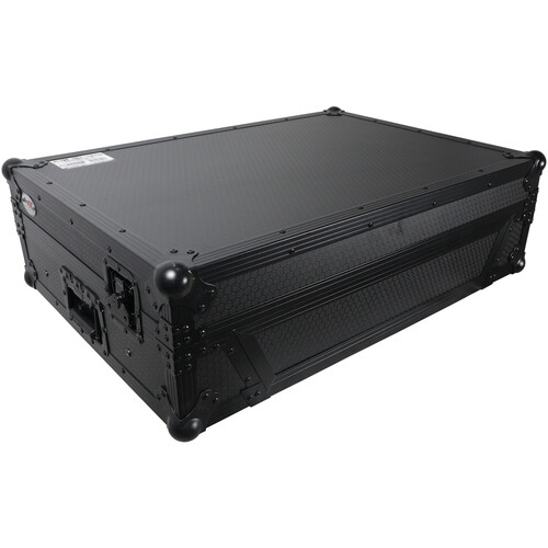 ProX ATA Flight Case with Wheels for Denon PRIME 4 MK2 DJ Controller with Sliding Laptop Shelf (Black with Black Hardware)
