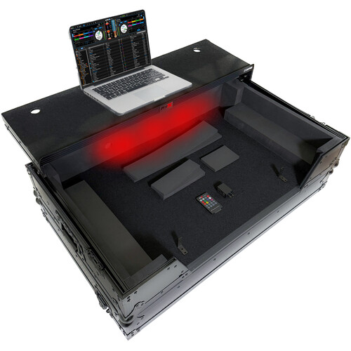 ProX LED Flight Case with Laptop Shelf, 1 RU XS-XDJAZ WLTBL LED