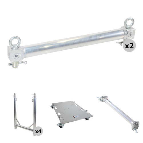 ProX Truss Modular Rapid U-Grid Kit with Rolling Base (Dual 5 or 10', Silver)