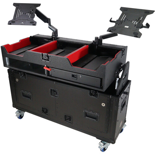 ProX Flip-Ready Easy Retracting Hydraulic Lift Case for Two Audio Mixers