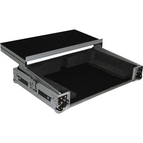 ProX Flight Case For Numark MixDeck Express Controller with Laptop Shelf (Silver-on-Black)