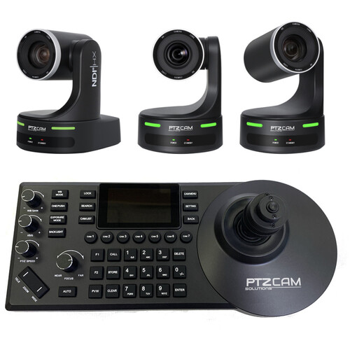 PTZCam IP Pro 20 AI Auto-Tracking PTZ 3-Camera Kit with View NDI Controller