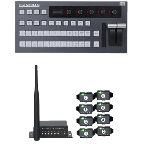 PTZCam TALLY8 8-Light Wireless Tally System with 12-Channel vMix Control Surface
