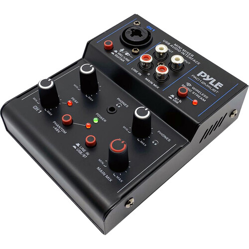 Pyle Pro 2-Channel Audio Mixer / USB Recording Interface with Bluetooth