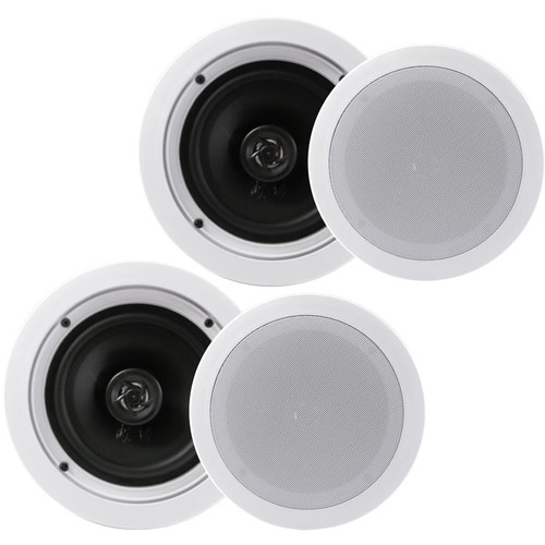 Pyle Pro 6.25" In-Wall/In-Ceiling 200W 2-Way Stereo Speakers (Pair, White)