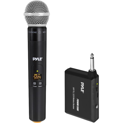 Pyle Pro UHF PLL Wireless Mic System - Handheld Mic/Wireless Transmitter/Universal Plug-and-Play Audio