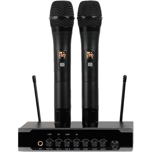 Pyle Pro PDWM2120 UHF Wireless System with 2 Handheld Microphones & Receiver with Bluetooth