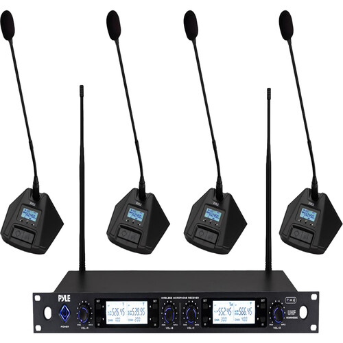 Pyle Pro PDWM4800C 4-Channel Desktop Conference Wireless Microphone System (519 to 565 MHz)