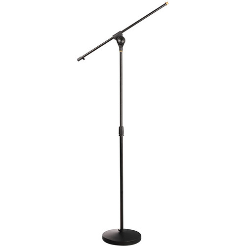 Pyle Pro Universal Compact Base Microphone Stand with Adjustable & Extendable Boom (Black)