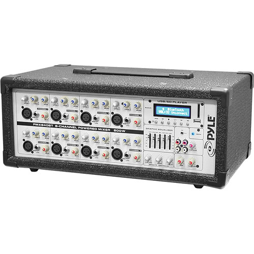 Pyle Pro PMX840BT Bluetooth 8-Channel 800-Watt Powered Mixer with Bluetooth