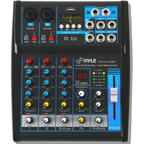 Pyle Pro PMXU43BT Compact 4-Channel, Bluetooth-Enabled Audio Mixer