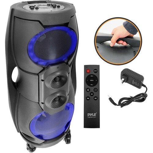 Pyle Pro PPHP82LB Dual 8" 1000W Portable Bluetooth PA Speaker with Light Show
