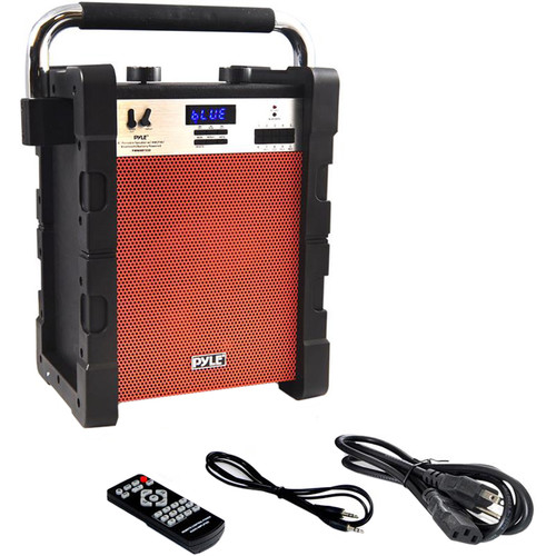 Pyle Pro Jobsite 100W 8" Bluetooth Portable Speaker System with Rechargeable Battery (Orange)